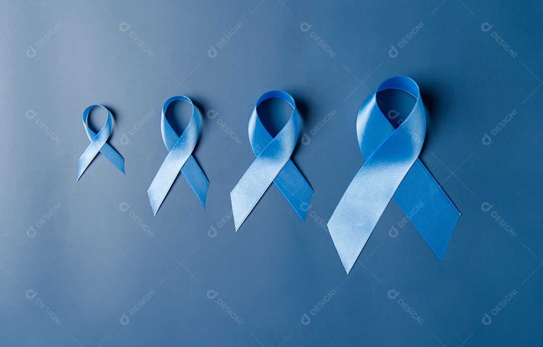 Fita azul para apoiar pessoas com câncer