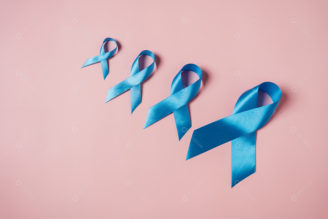 Fita azul para apoiar pessoas com câncer