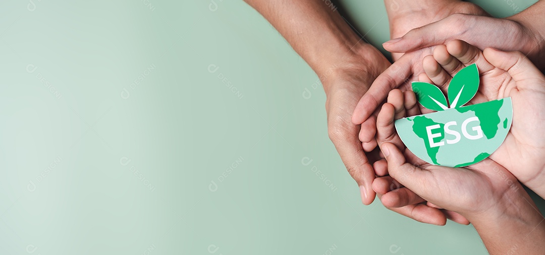 Mãos segurando árvore em crescimento na terra