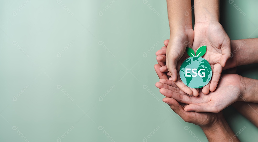 Mãos segurando árvore em crescimento na terra