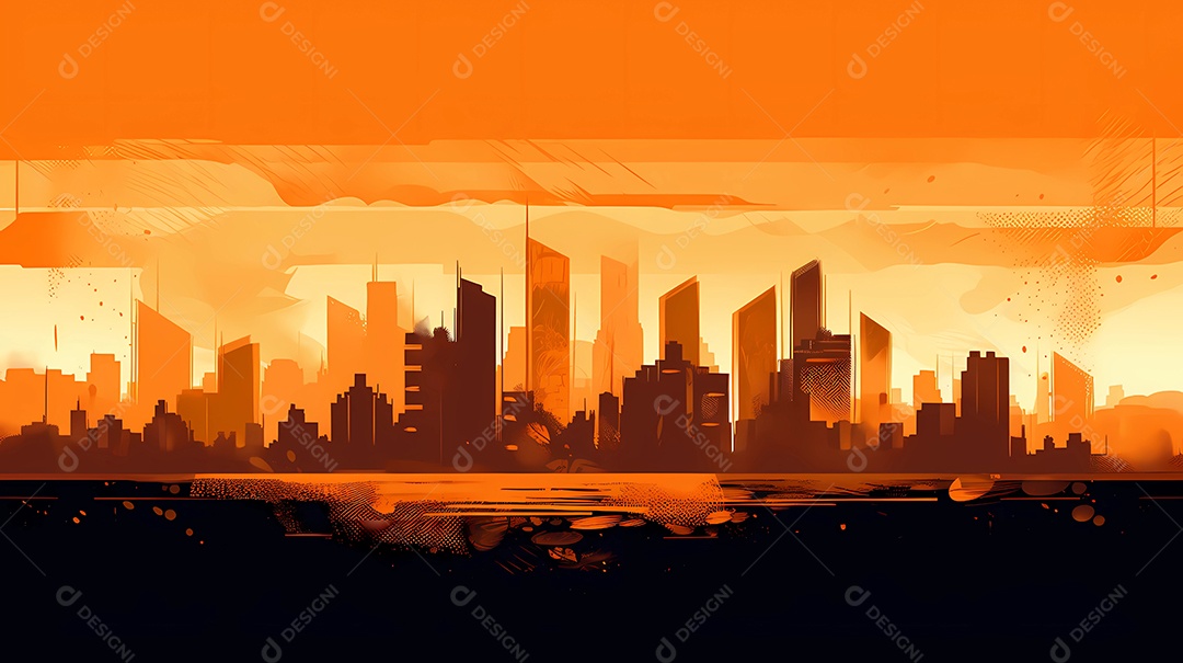 Uma cidade moderna de arranha-céus ao lado da montanha