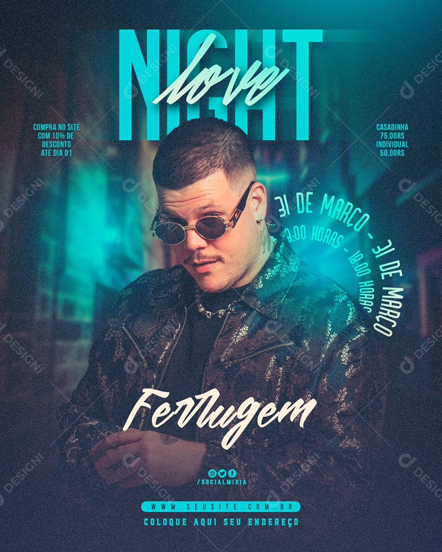 Social Media Feed Flyer Love Night Ferrugem PSD Editavel