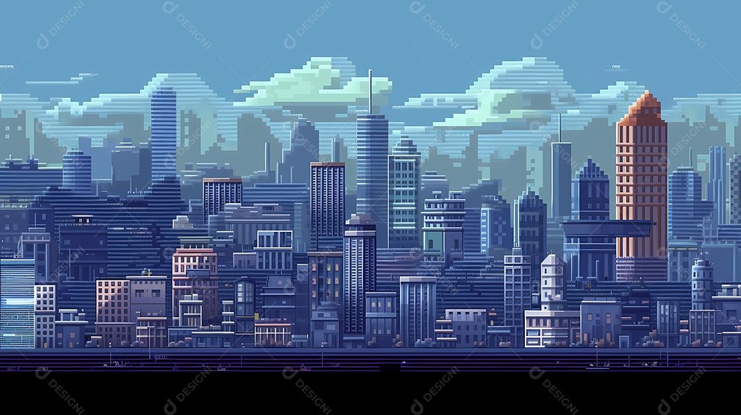 Uma paisagem urbana de pixel