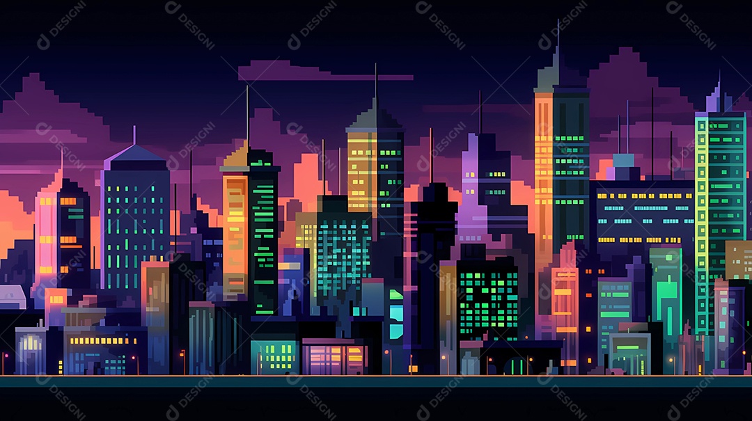 Uma paisagem urbana de pixel