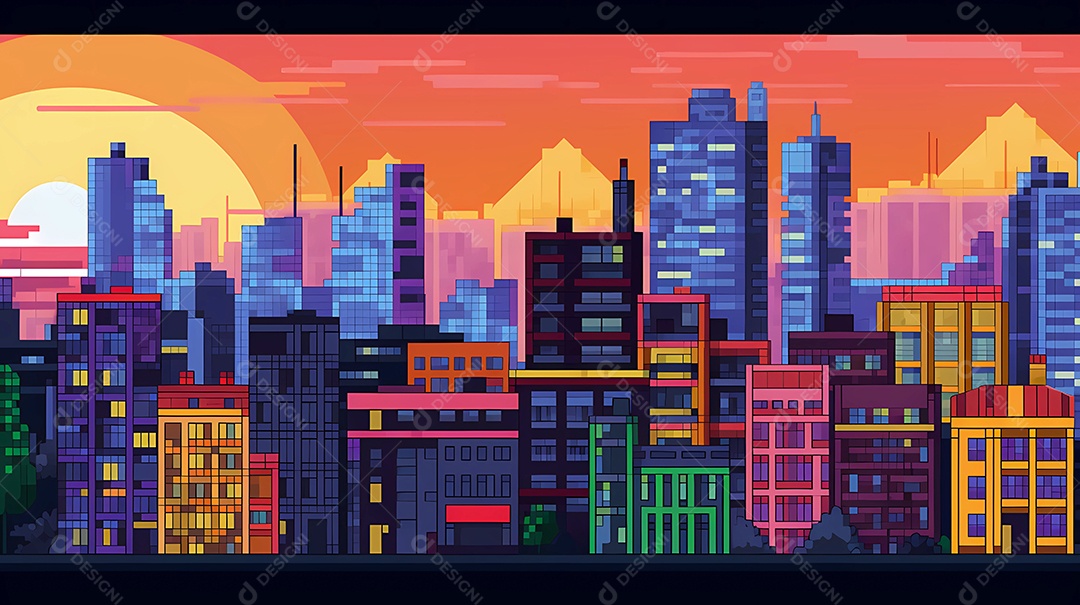 Uma paisagem urbana de pixel