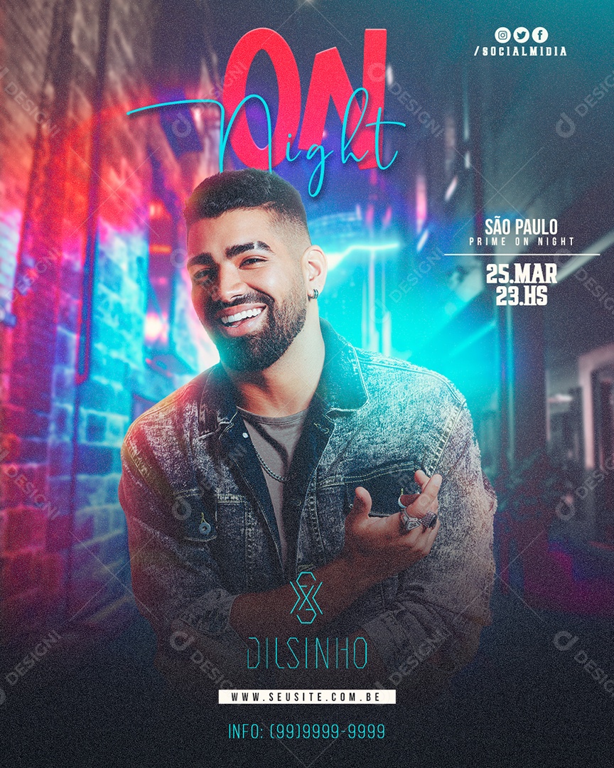 Social Media Feed Flyer On Night Dilsinho PSD Editavel