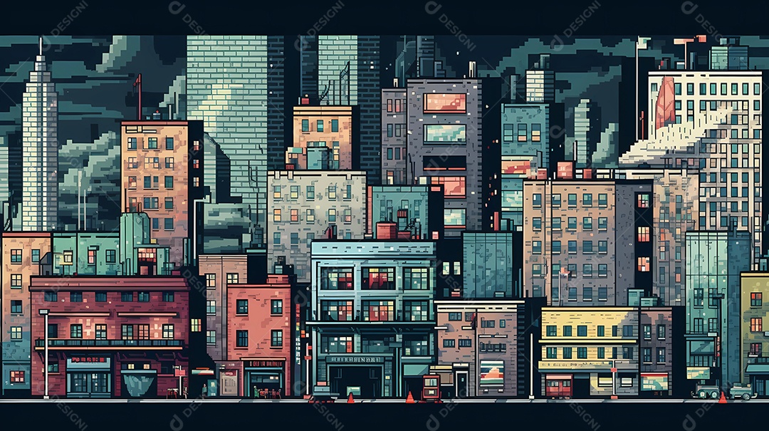 Uma paisagem urbana de pixel