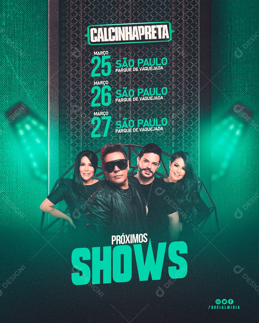 Social Media Feed Feed Próximos Shows Calcinha Preta PSD Editavel