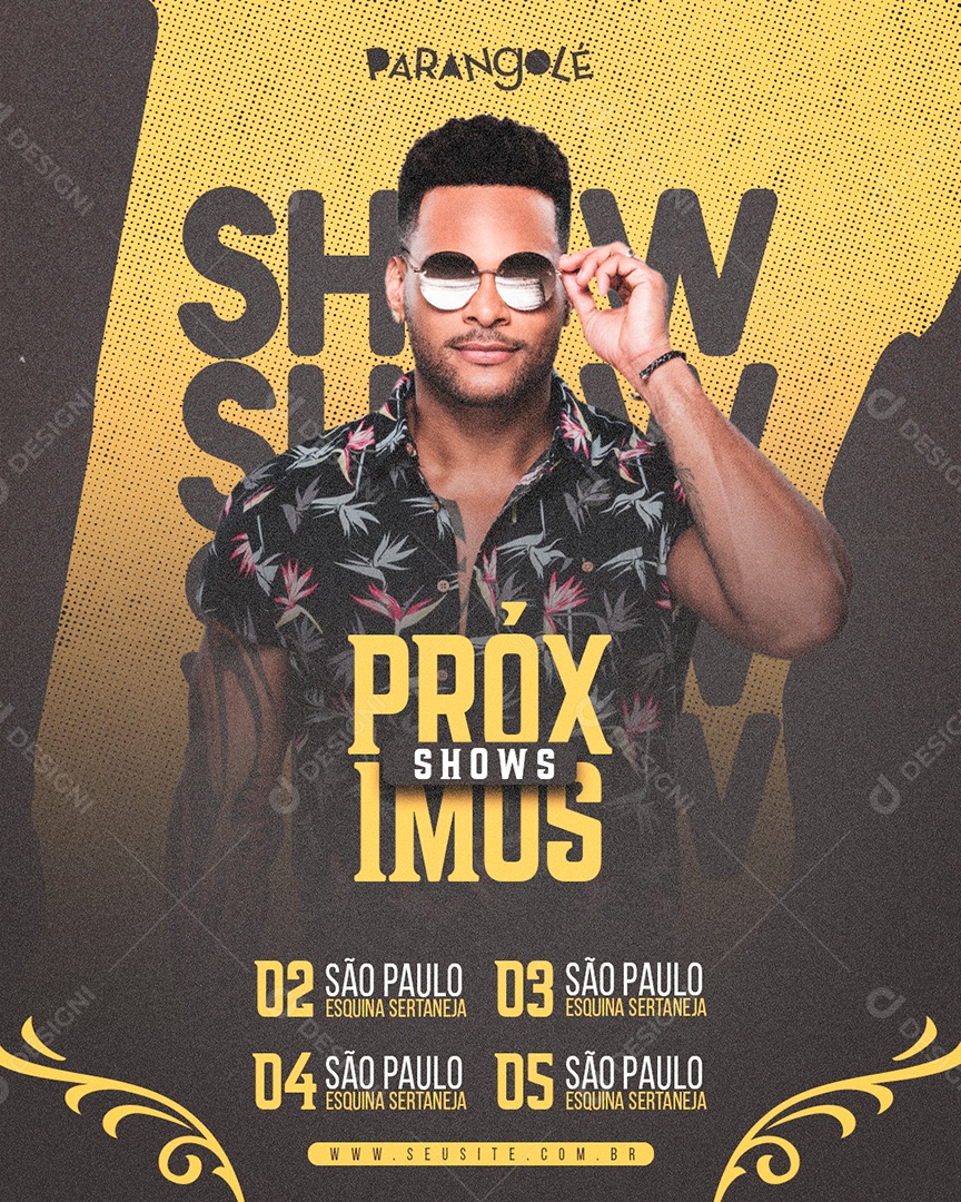 Social Media Feed Flyer Próximos Shows Parangolé PSD Editavel