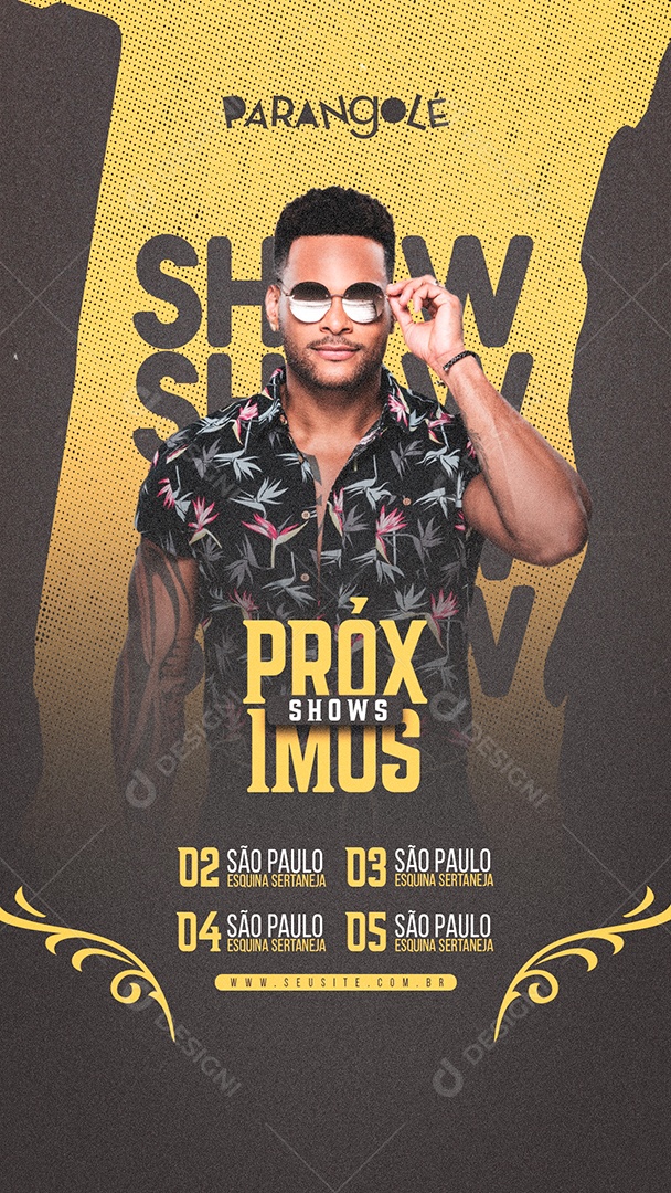Social Media Storys Flyer Próximos Shows Parangolé PSD Editavel