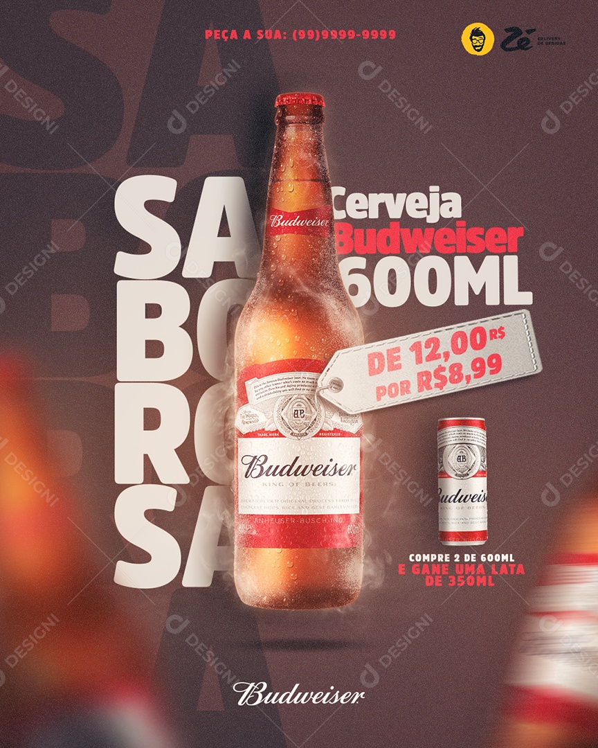 Social Media Feed Cerveja Budweiser PSD Editavel