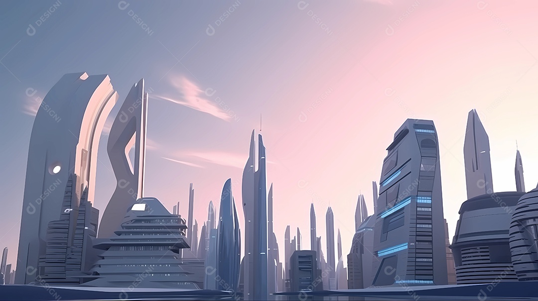 ilustração de paisagem de cidade moderna hora do dia