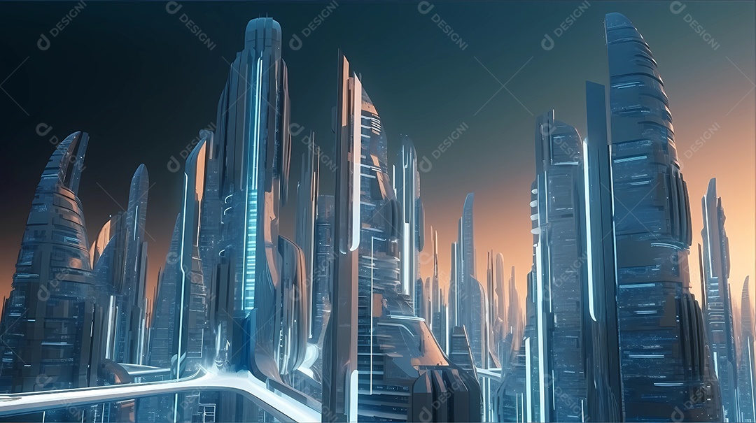 Ilustração da paisagem da cidade moderna noite