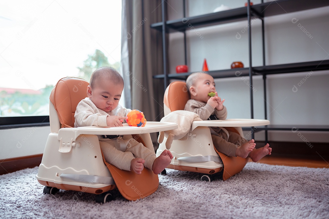 Recém-nascido no carrinho de bebê em casa.