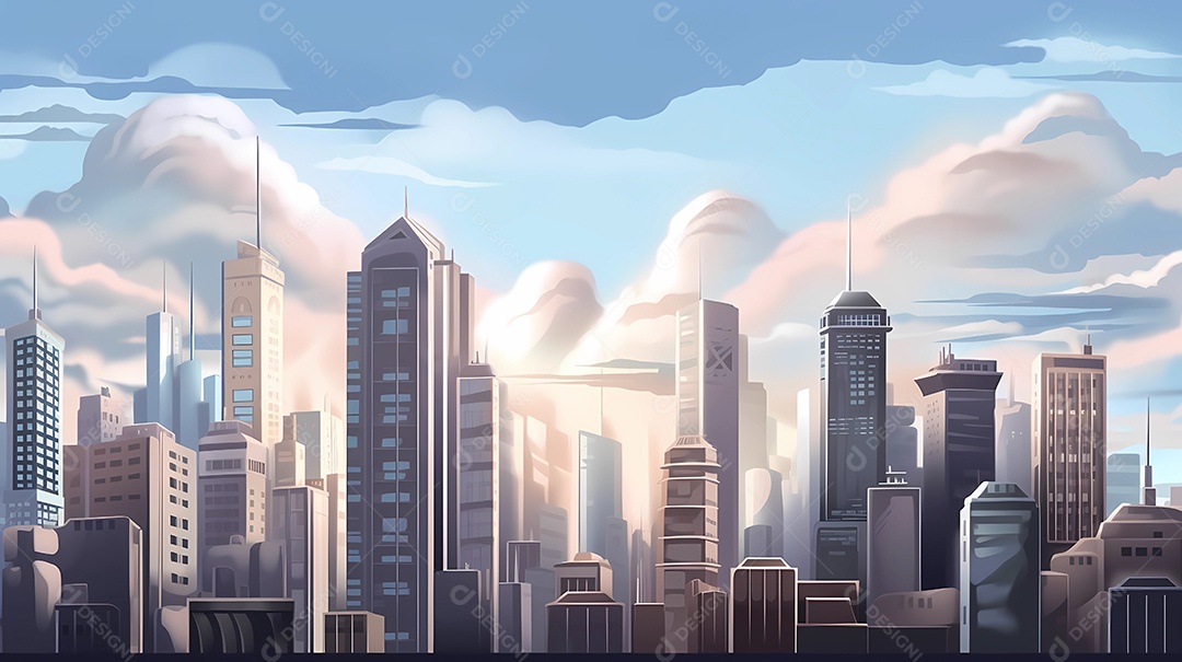 ilustração de paisagem de cidade moderna hora do dia