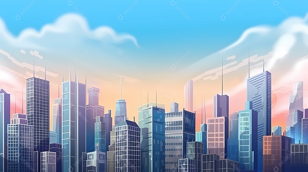 ilustração de paisagem de cidade moderna hora do dia