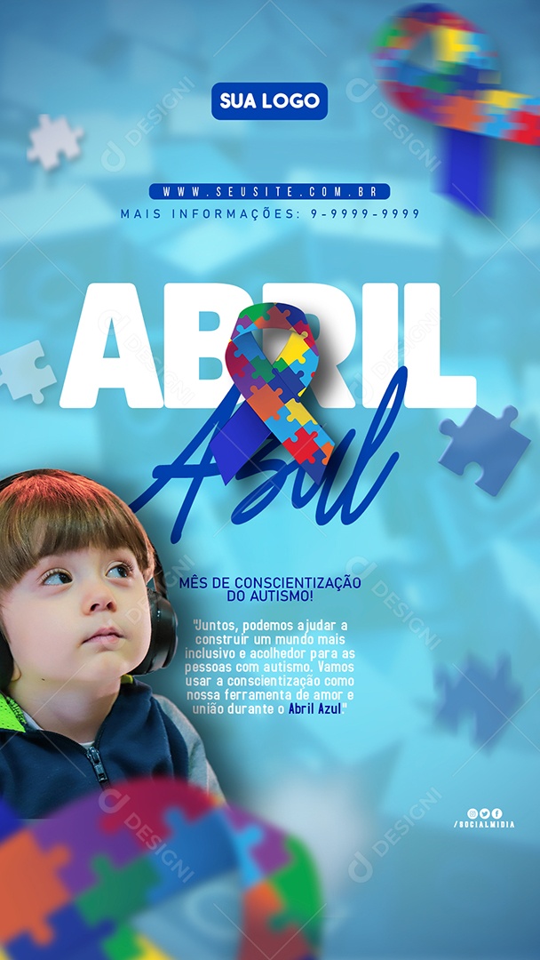 Social Media Storys Abril Azul Mês De Conscientização Do Autismo PSD Editavel