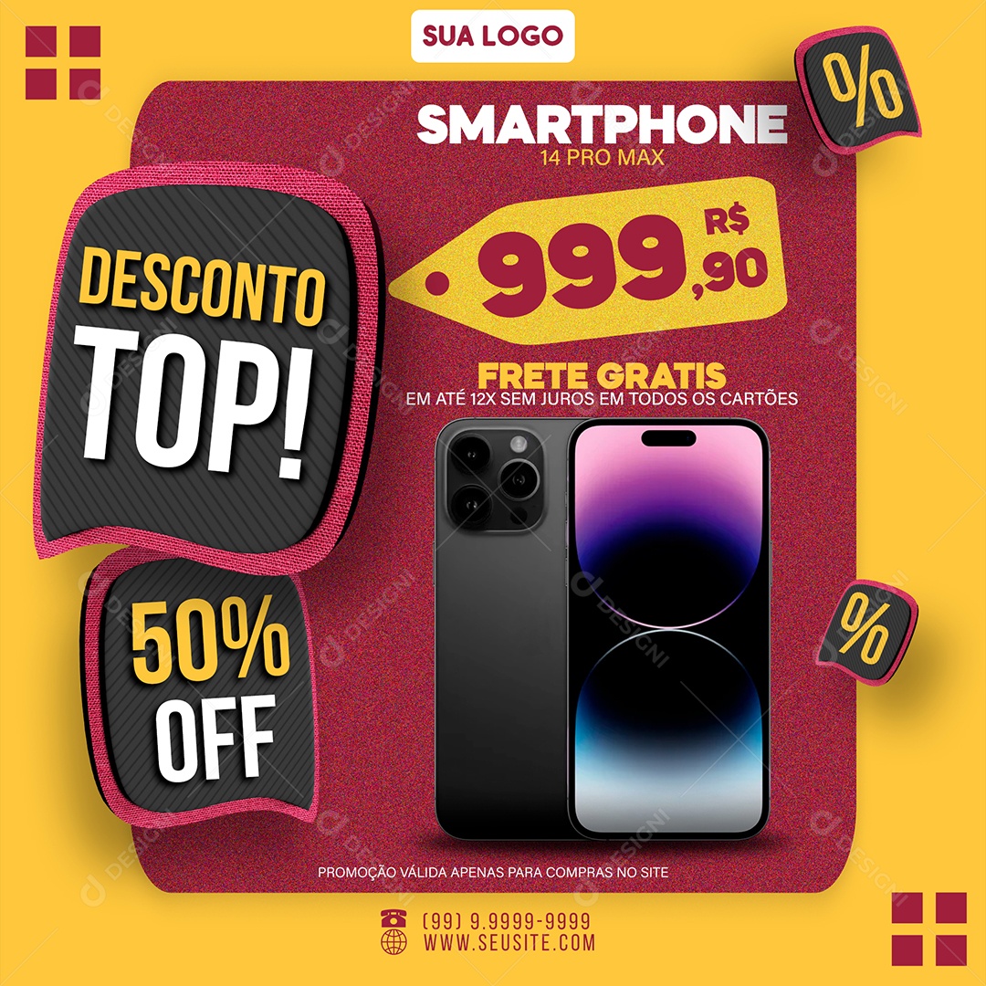Social Media Smartphone 14 Pro Max Desconto Top PSD Editavel