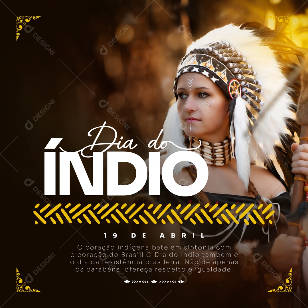 Dia do Índio 19 de Abril Social Media PSD Editável