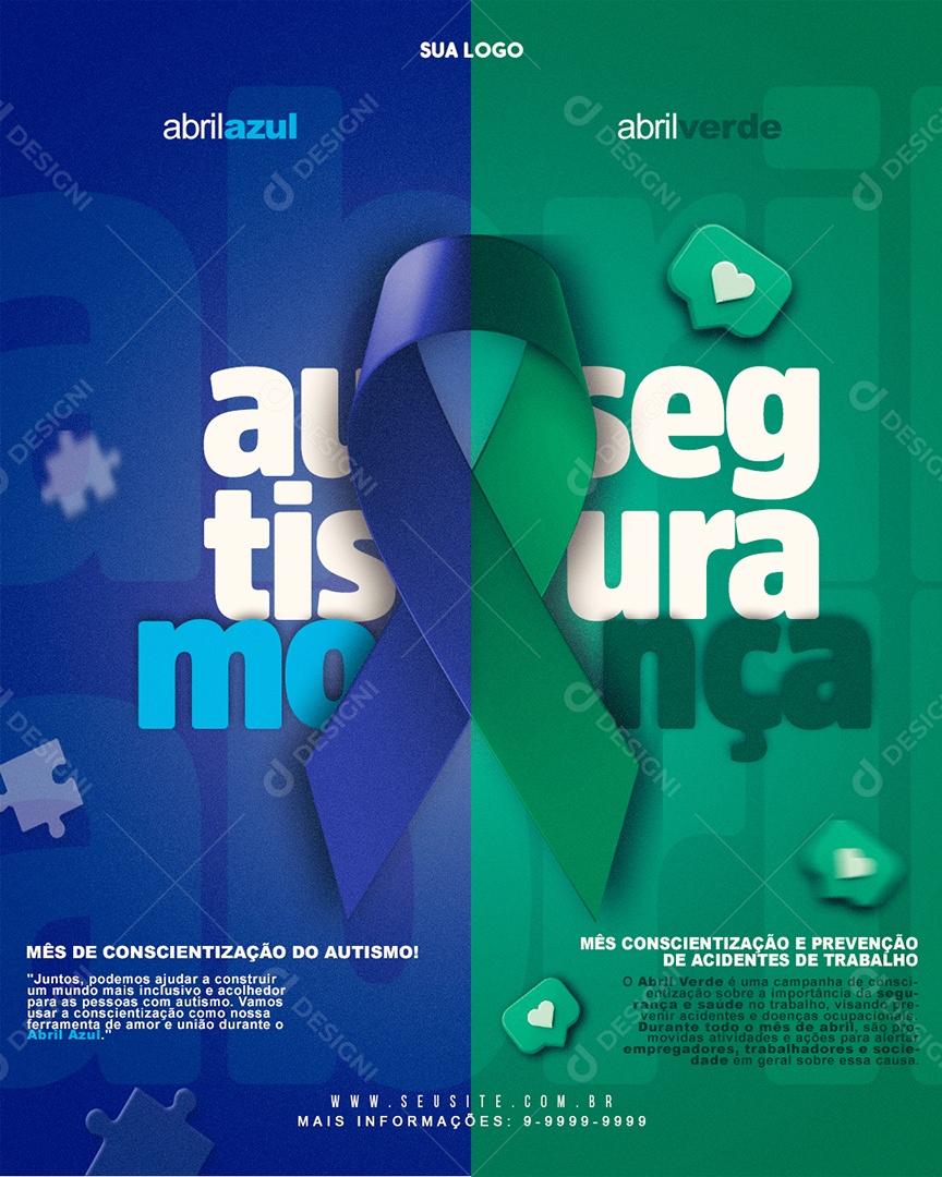 Social Media Feed Conscientização Do Autismo E Segurança PSD Editavel