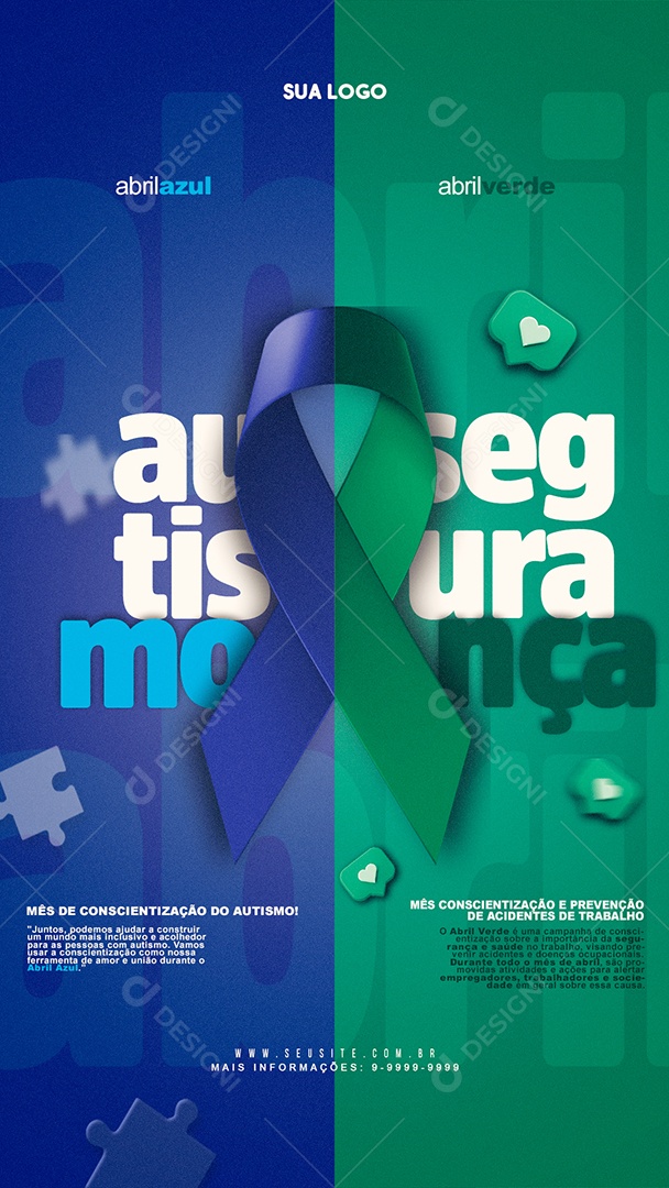 Social Media Storys Conscientização Do Autismo E Segurança PSD Editavel