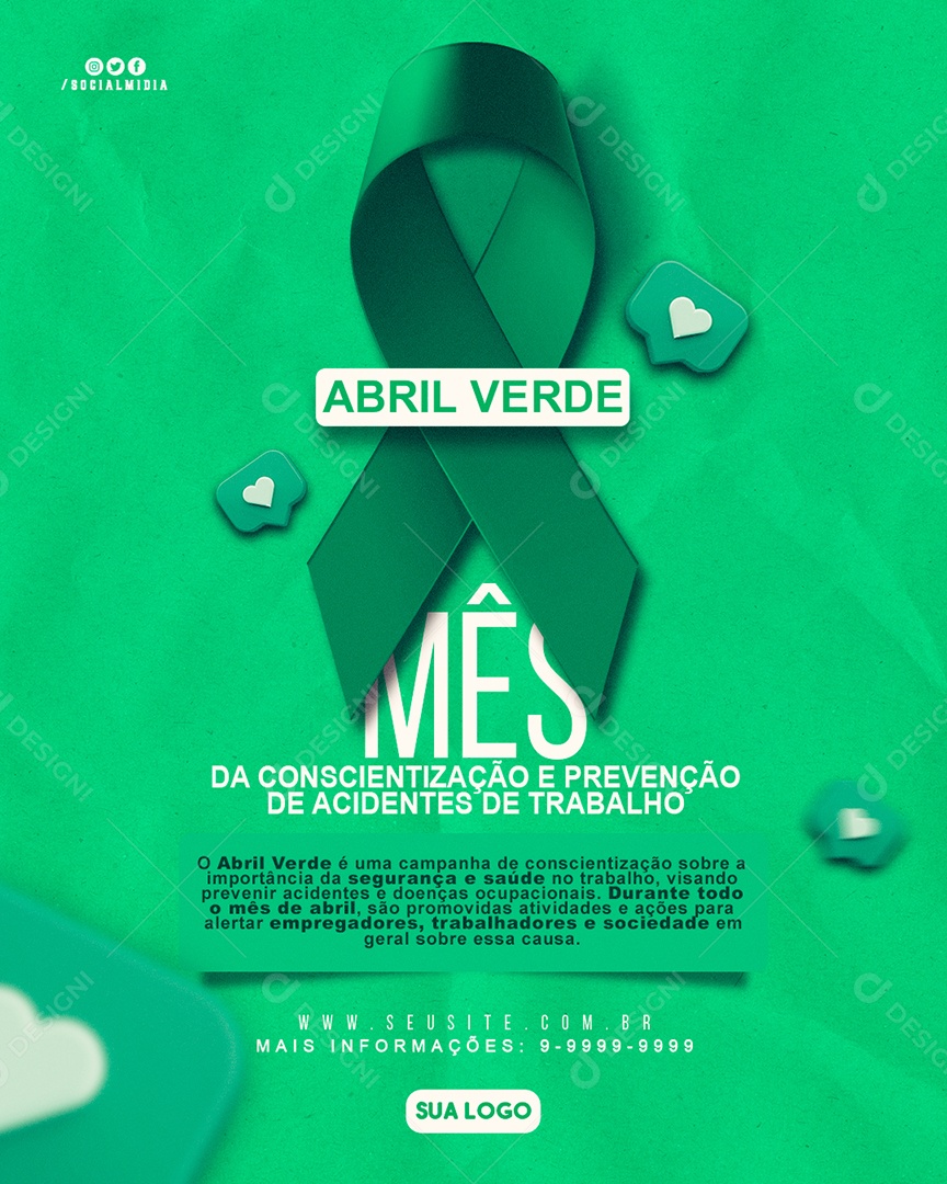 Social Media Feed Abril Verde Mês De Conscientização De Acidentes De Trabalho PSD Editável