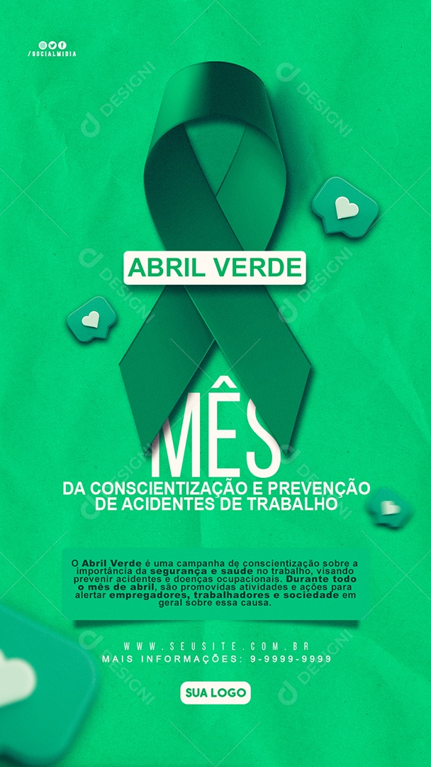Social Media Storys Abril Verde Mes De Conscientização E Prevenção De Acidentes De Trabalho PSD Editável