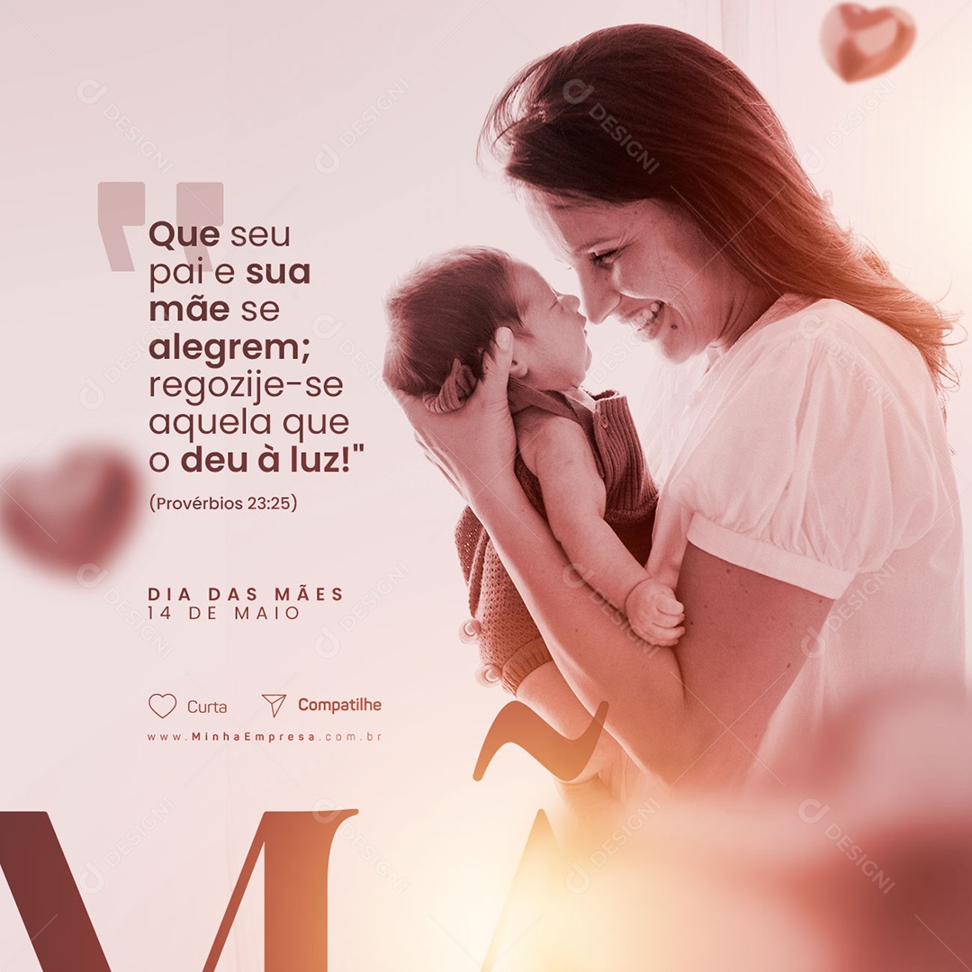 Que Seu Pai e Sua Mãe Se Alegrem Frases Bíblicas Gospel Dia Das Mães Social Media PSD Editável