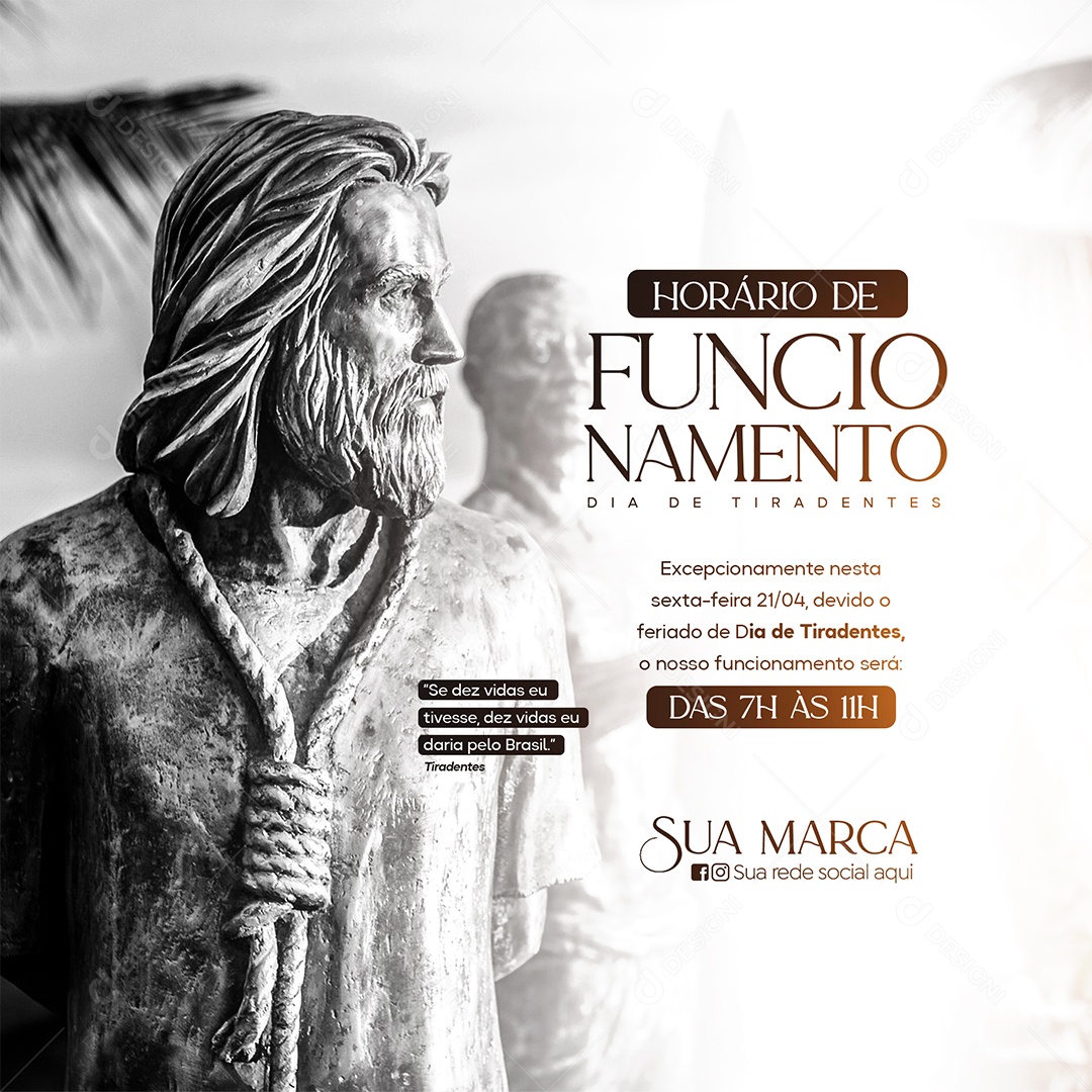 Horário De Funcionamento Dia De Tiradentes Social Media PSD Editável