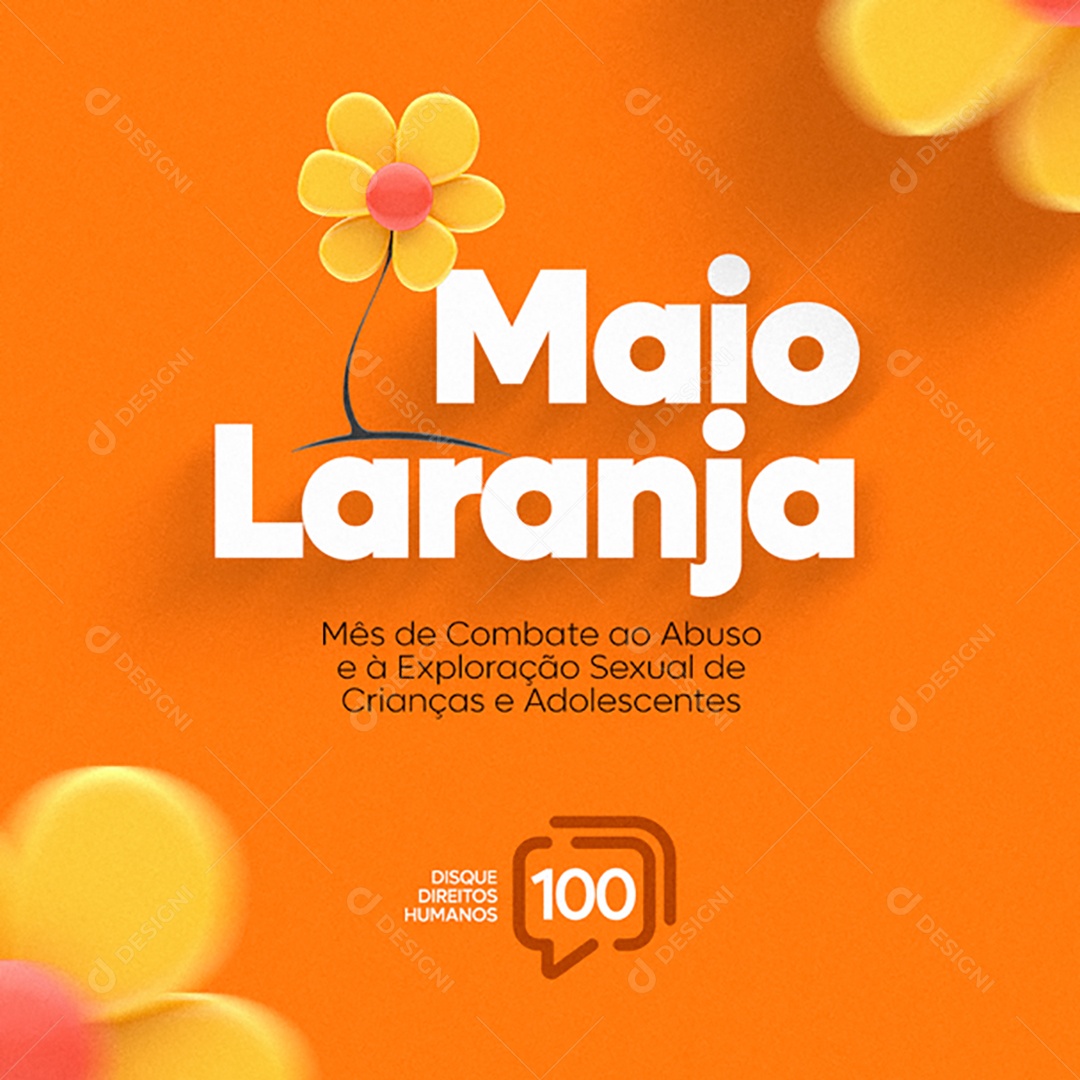 Maio Laranja Mês de Combate Ao Abuso e Exploração Sexual de Crianças e Adolescentes Social Media PSD Editável