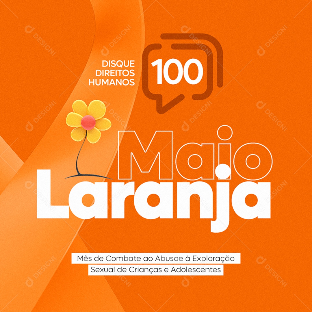 Maio Laranja Mês de Combate Ao Abuso e Exploração Sexual de Crianças e Adolescentes Social Media PSD Editável