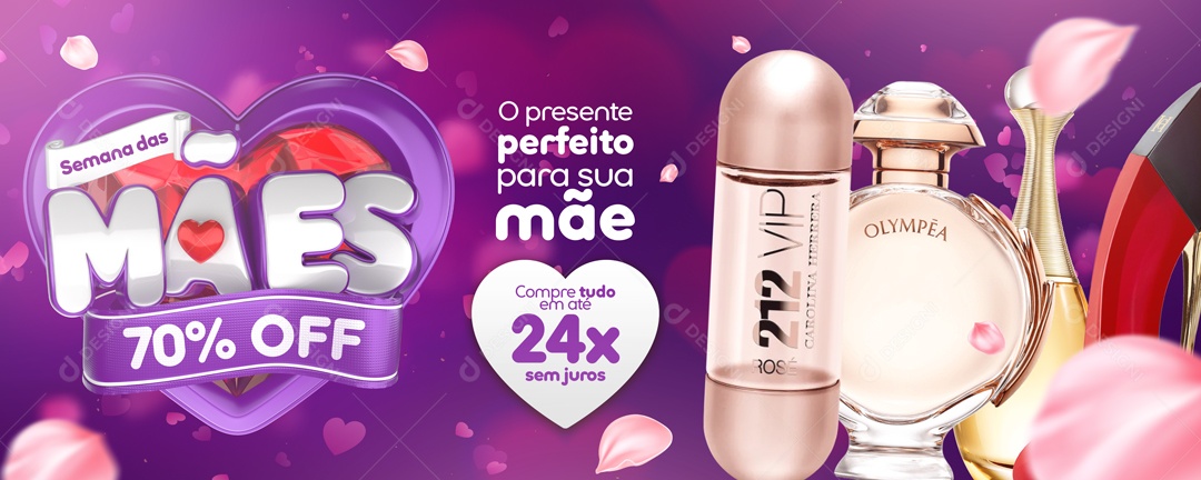 Social Media Banner Semana Das Mães Perfume 70%Off  PSD Editavel