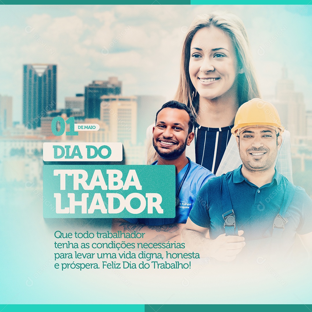 Feliz Dia do Trabalhador 01 de Maio Social Media PSD Editável