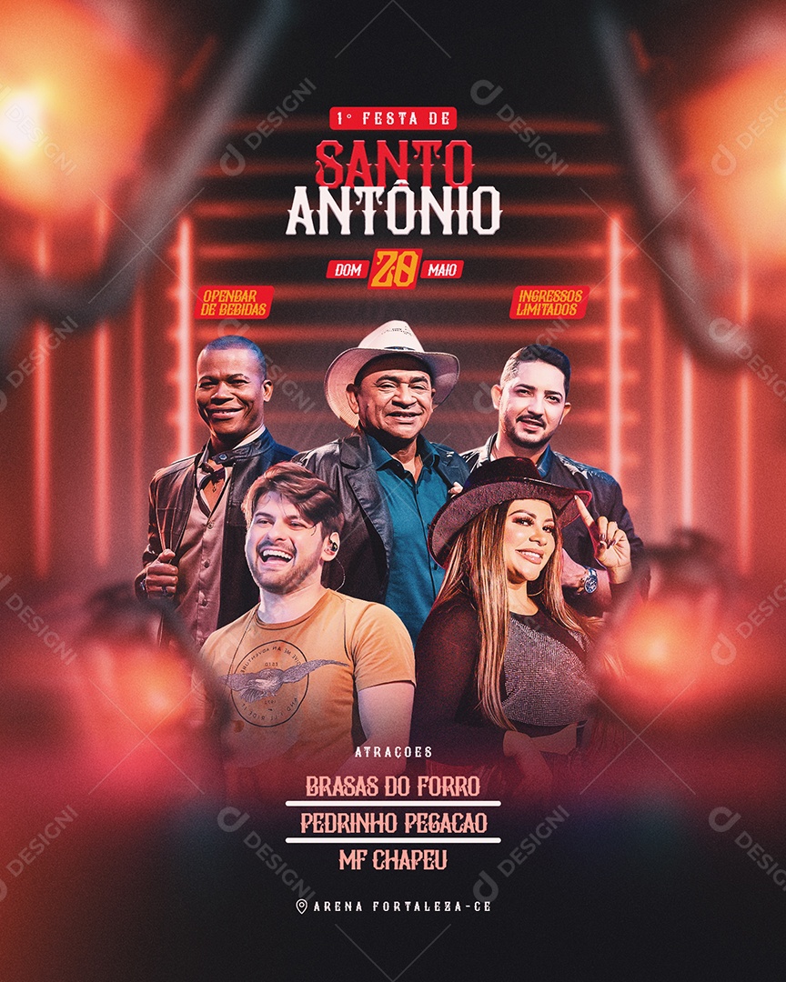 Flyer Festa de Santo Antônio Social Media PSD Editável