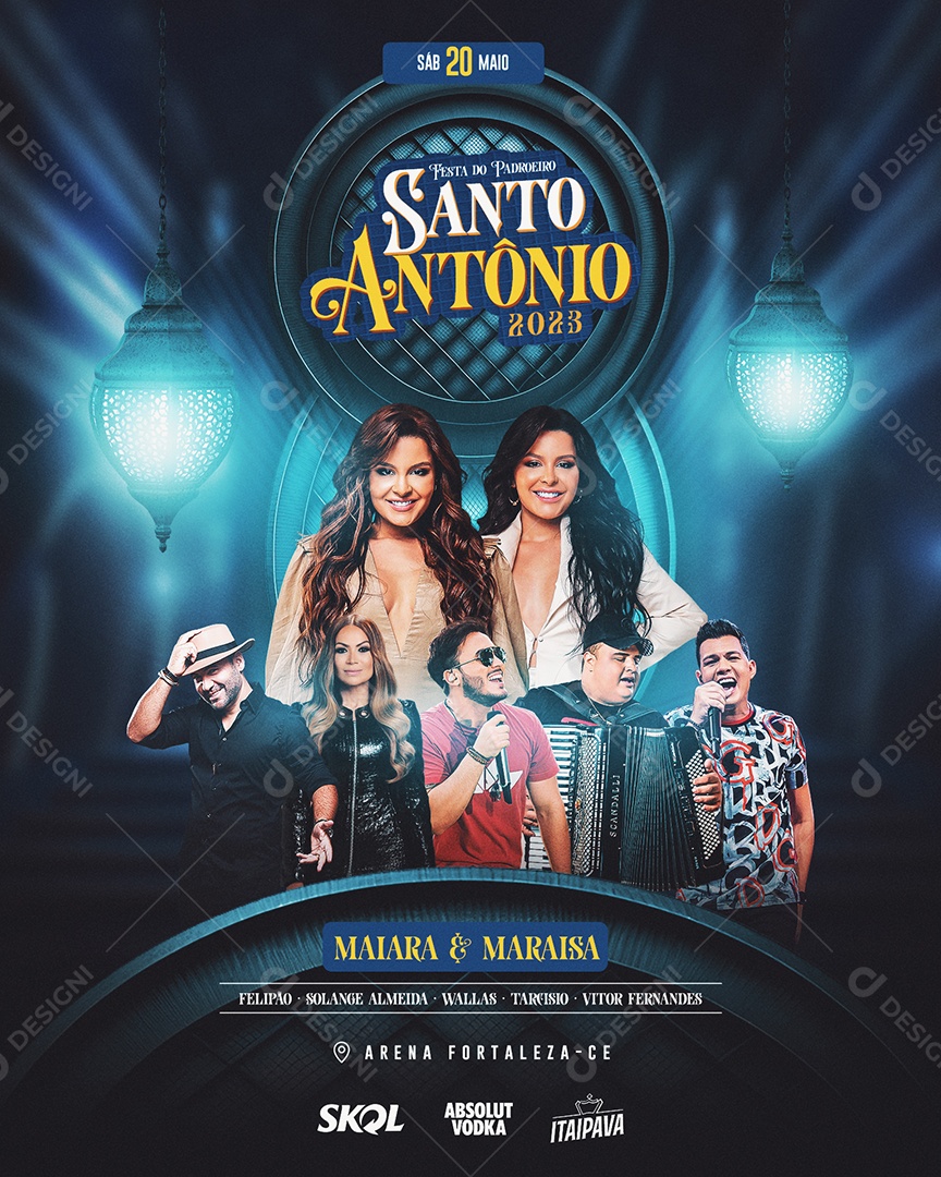 Flyer Festa do Padroeiro Santo Antônio Social Media PSD Editável