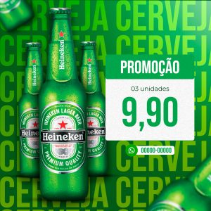 Promoção 03 Unidades 9,90 Heineken Cervejaria Social Media PSD Editável