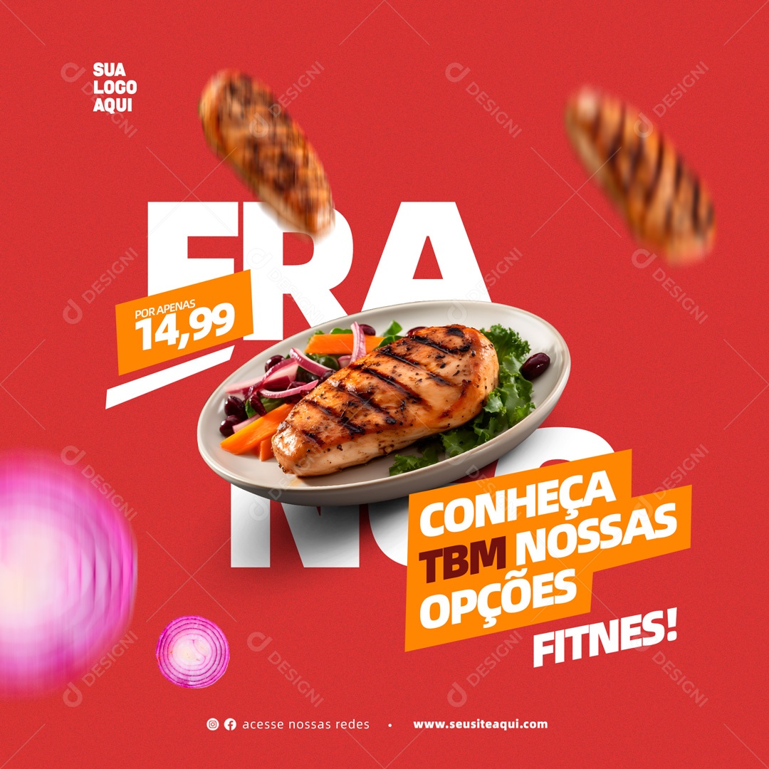 Conheça Nossas Opções Fitnes! Restaurante Social Media PSD Editável
