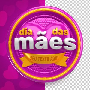 Selo 3D Dia Das Mães Roxo Para Composição PSD