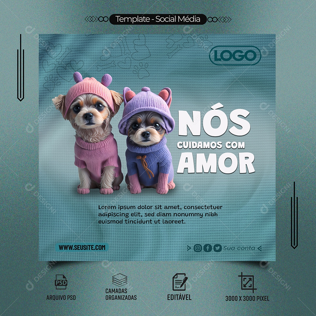 Nós Cuidamos Com Amor Social Media PSD Editável