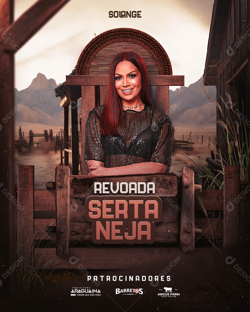 Flyer Revoada Sertaneja Solange Almeida Social Media PSD Editável