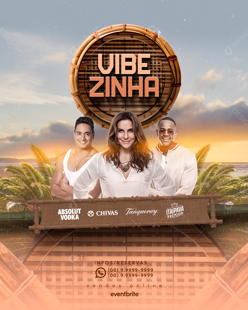 Flyer Vibezinha Xanddy Ivete e Léo Santana Social Media PSD Editável