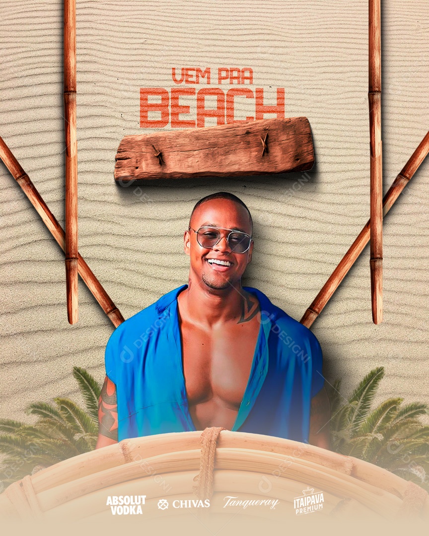 Flyer Vem Pra Beach Léo Santana Social Media PSD Editável