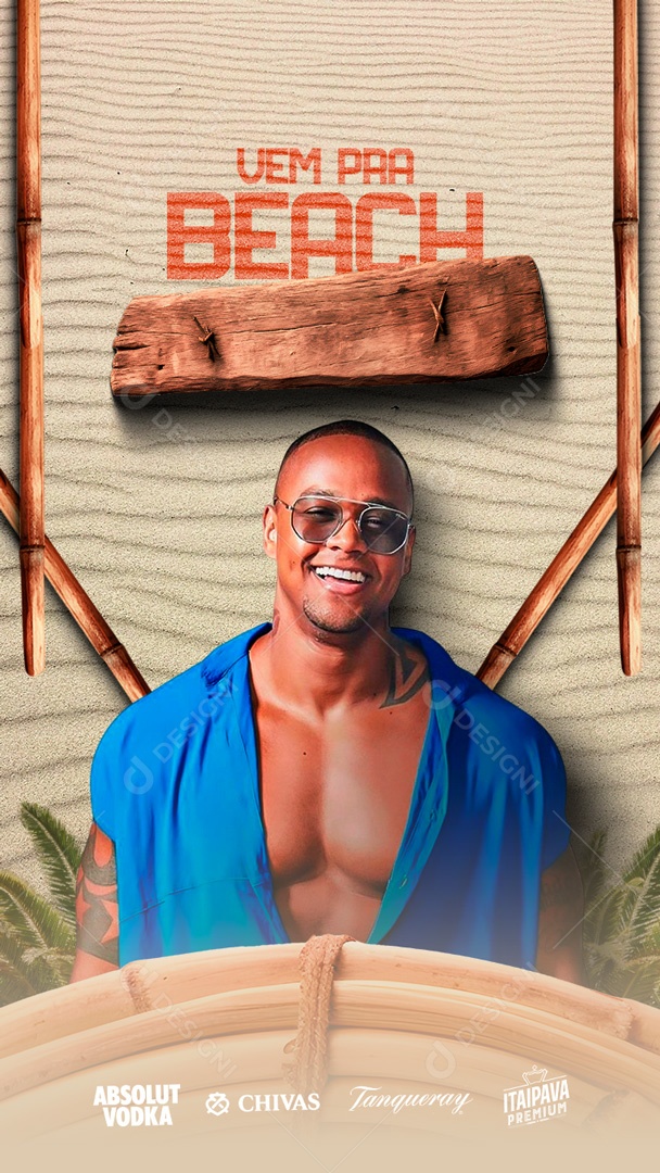 Flyer Vem Pra Beach Léo Santana Story Social Media PSD Editável