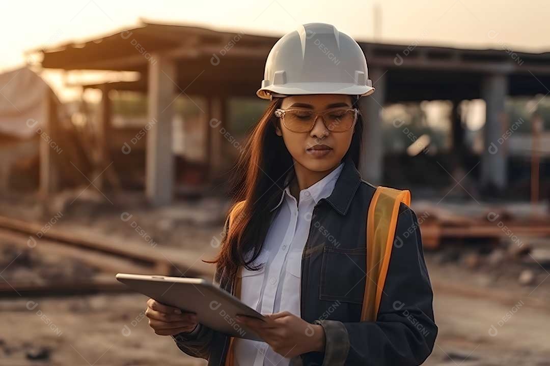 Mulher Trabalhadora Em Obra Imagem Do Dia Do Trabalhador