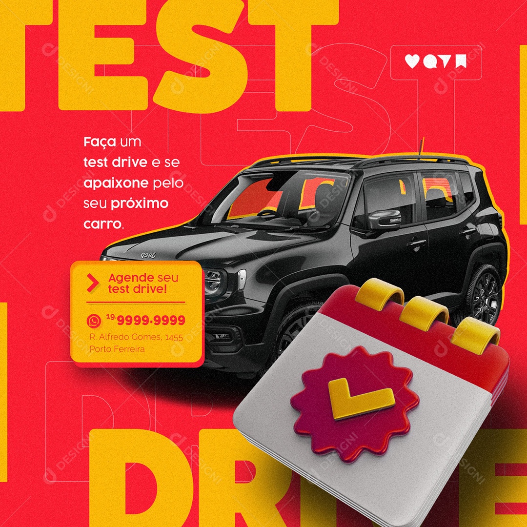 Faça Um Test Drive E Se Apaixone Pelo Seu Próximo Carro Concessionária Social Media PSD Editável