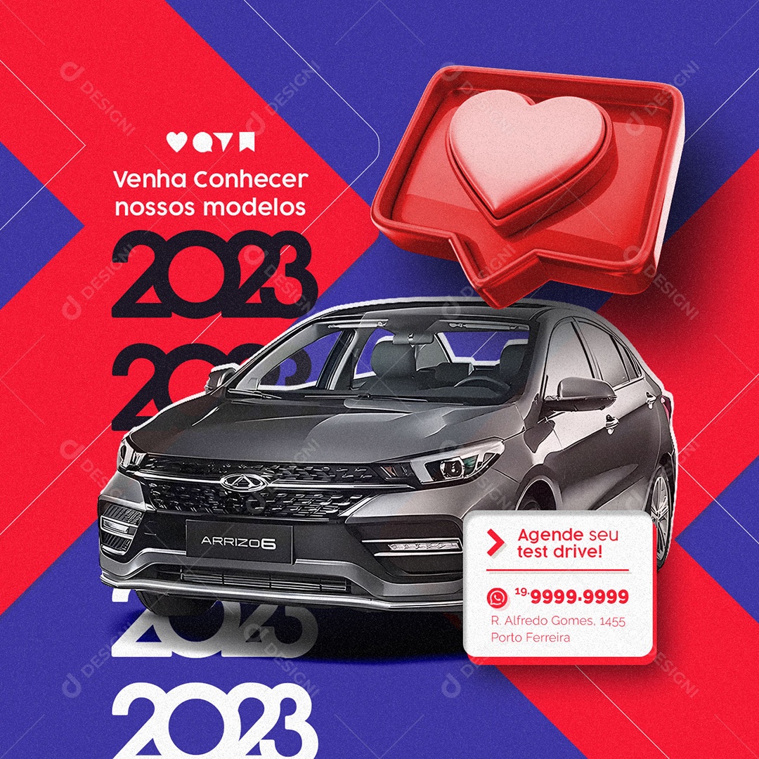 Venha Conhecer Nossos Modelos 2023 Agende Seu Test Drive Concessionária Social Media PSD Editável