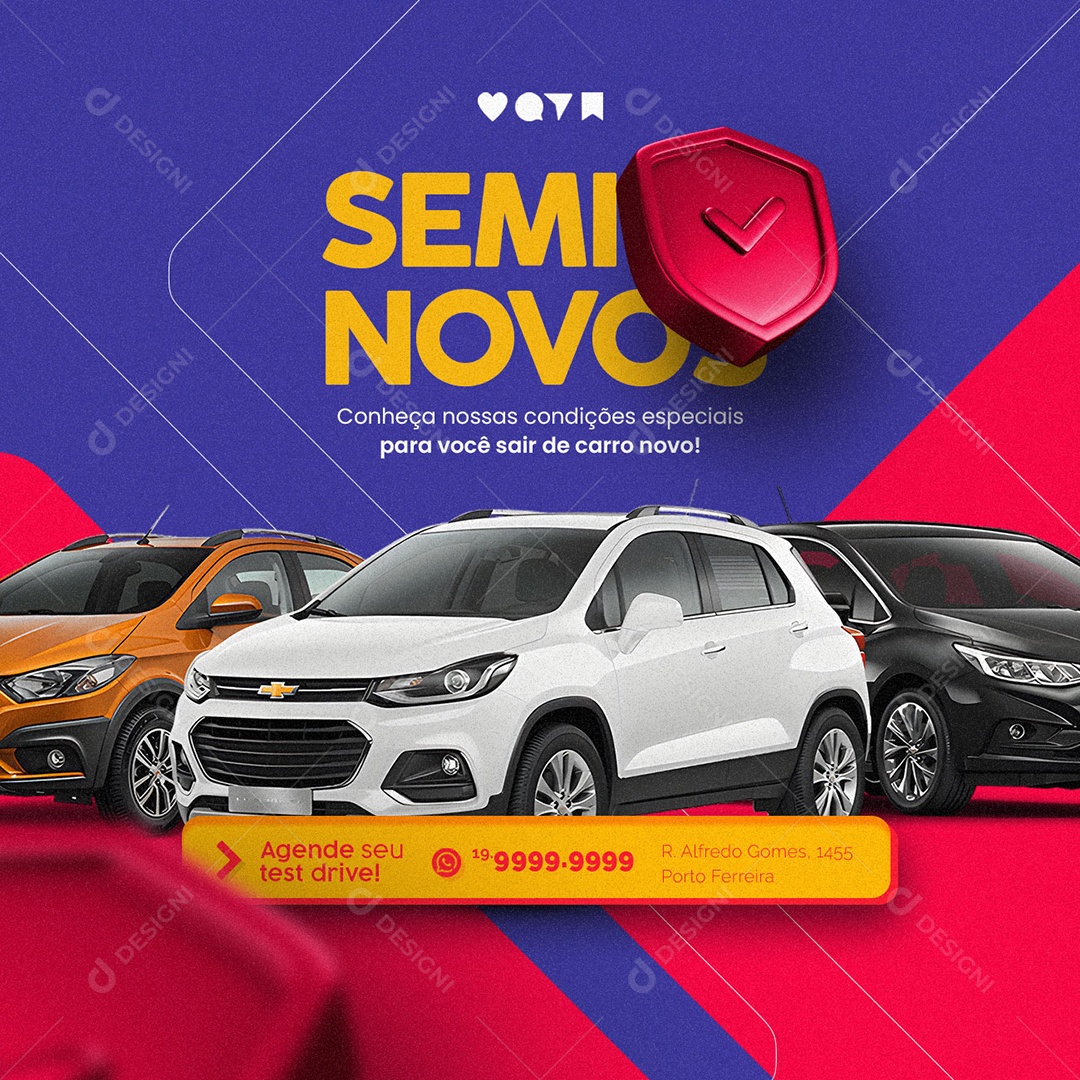 Semi Novos Conheça Nossa Condições Especiais Concessionária Social Media PSD Editável