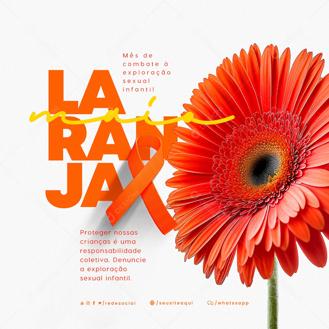 Proteger Nossas Crianças é Uma Responsabilidade Coletiva Maio Laranja Social Media PSD Editável