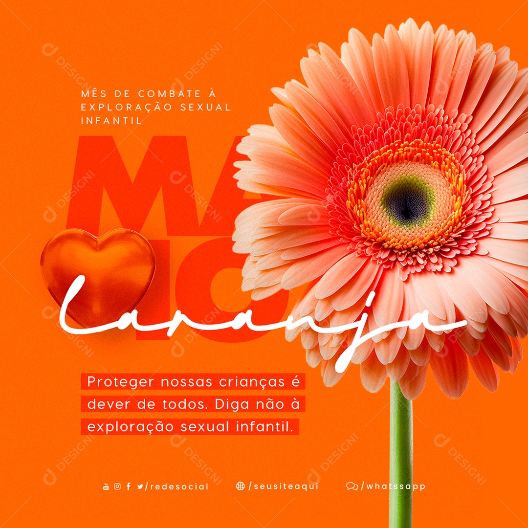 Proteger Nossas Crianças É Dever De Todos Maio Laranja Social Media PSD Editável