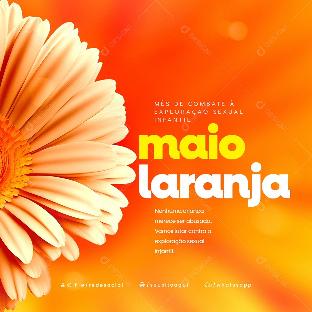Nenhuma Criança Merece Ser Abusada Maio Laranja Social Media PSD Editável